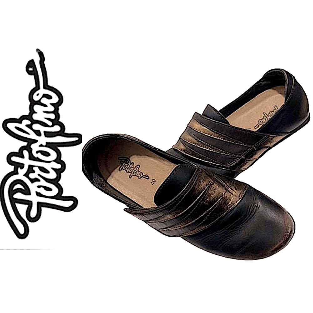 NAOT.Portofino. Italian made leather velcro loafer.Two tone/ Brown & Copper.Sz 9